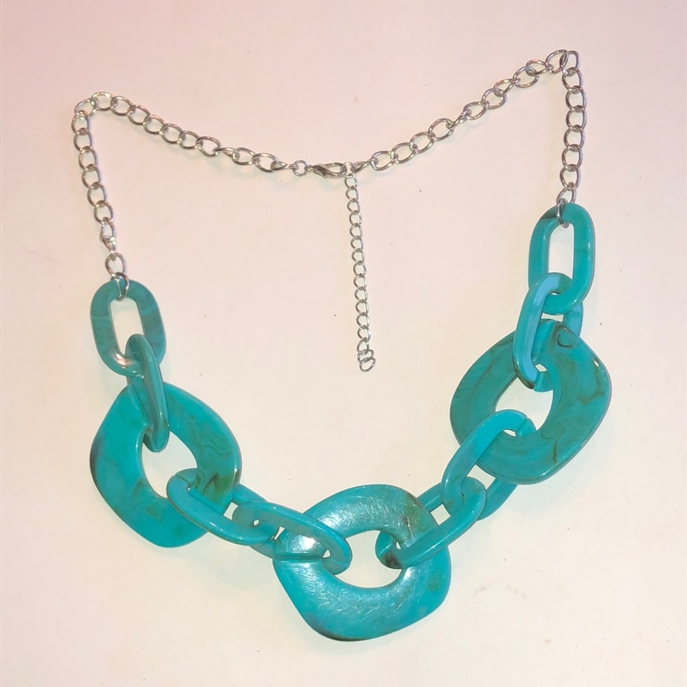 Turquoise Color Link Statement Boho Necklace
